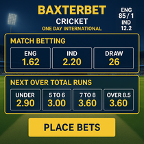 Baxterbet - Cricket Betting Markets - Test Match and ODI